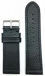 26mm Thick And Flat Padded, black Shrunken Grained Leather Watch Band