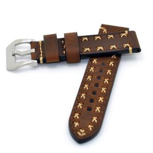 Dark Brown 22mm Vintage Genuine Leather Wristwatch Watch Band Vintage Watchband for Men