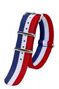 Sutter & Stockton 20mm Red White Blue Stripes Interchangeable Replacement Military Watch Strap Band