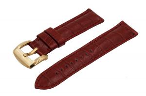 Crocodile Grain Padded Italian Calfskin Leather Watch Band With Brushed Rose Gold Buckle