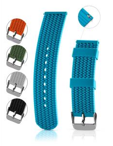 Silicone Replacement Watch Band - Quick Release Soft Rubber Strap - Waterproof, Textured Tire Pattern – Choice of Colors, 18, 20, 22 & 24mm - By United Watchbands