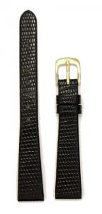 Ladies' Lizard Grain Leather Watchband Black 8mm Watch Band