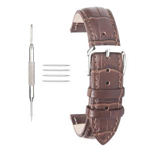ACUNION™ 18mm Calfskin Leather Watch Strap Replacement Clasp Watch Band Brown