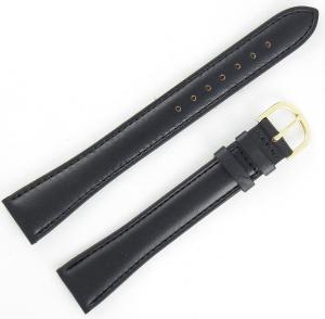 20-mm Long-Length Black Padded Genuine Calfskin Leather Watch Band