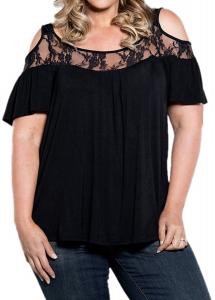 PinupArt Women's Off the Shoulder Classic Pull-On plus Size Lace Knit Top