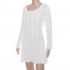 Franterd Women's Plain A Line Cable Long Sleeve Knit Sweater Mini Dress (S, White)