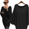 Sweater ,BeautyVan Fashion Beautiful Women Oversized Batwing Knitted Loose Sweater (L, black)