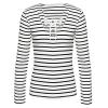 Long Sleeve Tops JUNKE Women Stripe T-Shirt Blouse