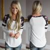 Women Floral Splice Shirt, Misaky Long Sleeve Round Neck Pullover Blouse