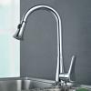 KES L6910 Solid Brass Singel Lever High Arc Pull Down Kitchen Faucet with Retractable Pull Out Wand, Swivel Spout, Chrome