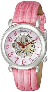Stuhrling Original Women's 108.1215A9 Classic Metropolis Wall Street Automatic Skeleton Pink Watch