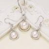 EleQueen 925 Sterling Silver CZ Cream Freshwater Cultured Pearl Infinity Bridal Necklace Hook Earrings Set Clear