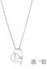 Sterling Silver Cubic Zirconia Loop Heart Pendant Necklace and Earrings Jewelry Set