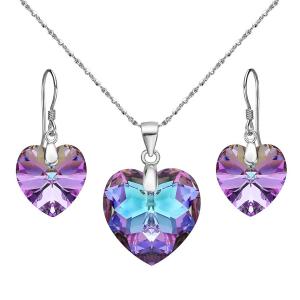 EleQueen 925 Sterling Silver "Heart of Ocean" Bridal Necklace Earrings Set Adorned with Swarovski Crystals