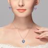 EleQueen 925 Sterling Silver "Heart of Ocean" Bridal Necklace Earrings Set Adorned with Swarovski Crystals