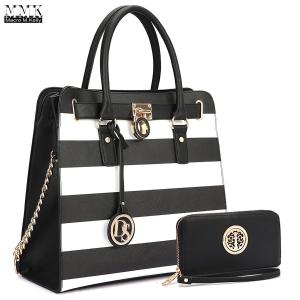 MMK collection Women Fashion Matching Satchel handbags with walle(6417)t~Designer Purse with Wristlet Wallet