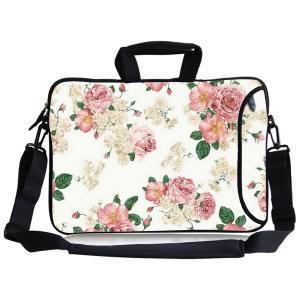 Kitron(TM)12.9-13.3 Inches Pink Camellia Rose Waterproof Neoprene Laptop Sleeve Case Bag Handbag Soft Carrying Handle & Removable Shoulder Strap for 12.5 to 13.3 inch Laptop Chromebook Ultrabook Macbook Pro Air HP Dell Acer Sony Lenovo
