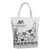 Sound Harbor Music Symbols Print Canvas Tote Music Element Handbag Shoulder Shopping Bags, Music Book Bag and Gift of music lovers (Purple Love-Bag)