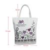 Sound Harbor Music Symbols Print Canvas Tote Music Element Handbag Shoulder Shopping Bags, Music Book Bag and Gift of music lovers (Purple Love-Bag)