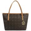 Micom Casual Signature Printing Pu Leather Tote Shoulder Handbag with Metal Decoration for Women