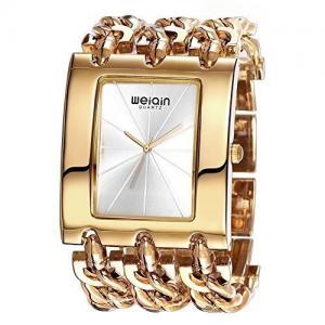 JIANGYUYAN Womens Luxury Classy Stylish Gold Wrist Watch with Crvstal White Dial