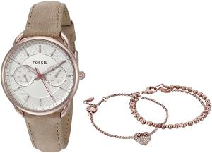 Fossil Tailor Multifunction Leather Watch and Jewelry Box Set