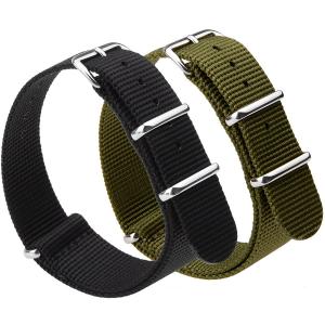 Adebena 20mm Nato Strap Replacement Nylon Watch Band with Stainless Steel Buckle,Pack of 2