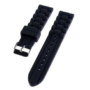 22mm Black Waterproof Silicone Rubber Watch Wristwatch Strap Band for Fossil Watch Replacement