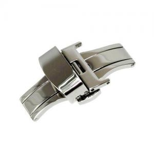 Ritche 22mm Stainless Steel Push Button Butterfly Deployment Clasp For Leather Watch band Strap Silver
