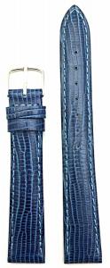 16mm Blue, Tail Lizard Grained Leather, Lightly Padded Watch Band
