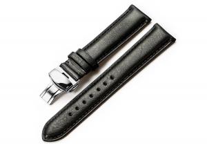 iStrap 18 19 20 21 22mm Genuine Leather Watch Band Padded Calfskin Strap Steel Butterfly Deployant Clasp Super Soft(Six Color Choose)