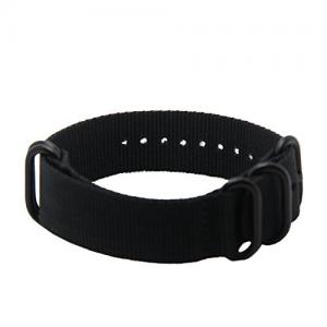 22mm Interchangeable Replacement Premium Nato 5-ring PVD Nylon Solid Black Watch Strap Band