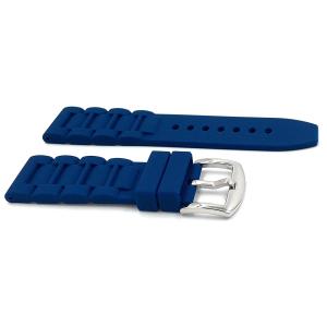 24mm Drak Blue Waterproof Silicone Wristwatch Strap Universal Rubber Watch Band Heavy Stainless Steel Buckle