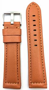 24mm Long, Brown, Panerai Style, Smooth Soft Leather Watch Band