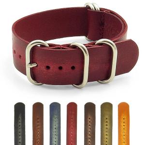StrapsCo Distressed Vintage Style Leather G10 Nato Zulu Watch Strap