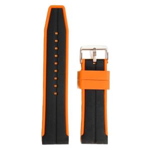 ALEXIS Two-tone Silicone Replacement Watch Band Unisex 24mm Silicone Watch Strap – Black with Orange