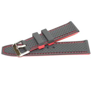 Alexis Two-tone Silicone Men Women Replacement Watch Band Strap 22mm, Black with Red