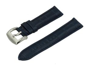 Crocodile Grain Padded Italian Calfskin Leather Watch Band With Brushed Stainless Steel Buckle