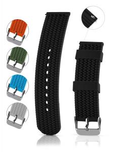 Silicone Replacement Watch Band - Quick Release Soft Rubber Strap - Waterproof, Textured Tire Pattern – Choice of Colors, 18, 20, 22 & 24mm - By United Watchbands