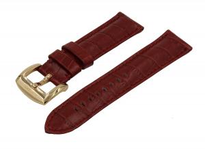 Crocodile Grain Padded Italian Calfskin Leather Watch Band With Polished Rose Gold Buckle