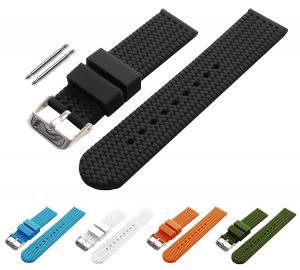 BARTON Watch Bands - Choice of Colors & Widths (18mm, 20mm, 22mm or 24mm) - Soft Silicone Rubber Straps