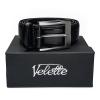 Mens Black Leather Belt By Velette - Various Styles to Choose From!