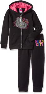 Hello Kitty Baby Girls' Active Set with Sliver Sequin Applique with Rainbow Sequin Bow