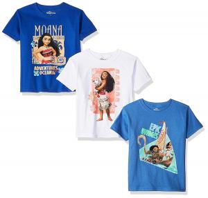 Disney Girls' Moana 3-Pack Short Sleeve Graphic T-Shirt