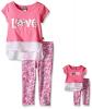 Dollie & Me Girls' Knit Mock Layered Tank with Tunic and Floral Legging Set