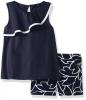 Nautica Girls' Sleeveless Knit Top with Leaf Print Woven Short Set