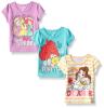 Disney Girls' 3 Pack Princess T-Shirts