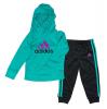 Adidas Girl's Tracksuit Sweat Suit Activewear 2 Piece Set, Turquoise