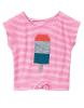 Gymboree Big Girls' Short Sleeve Popsicle Pink Stripe Graphic Tee