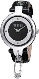 Versus by Versace Women's SOB020014 "Key Biscayne" Stainless Steel Watch with Black Leather Band